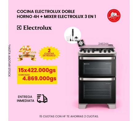 COCINA ELECTROLUX DOBLE HORNO 4H  INOX FE4DC 35/79LI