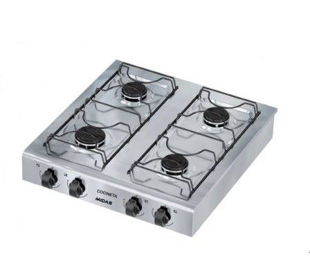 COCINA MIDAS DE MESA INOX 4 HORNALLAS A GAS