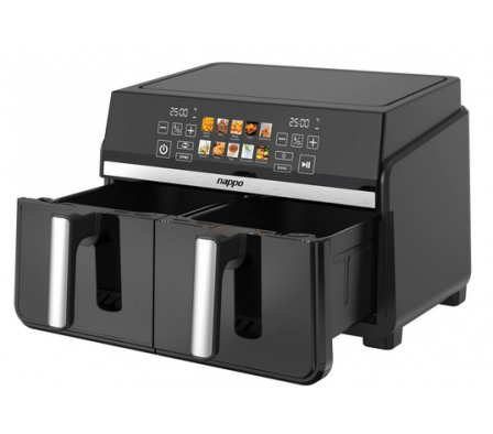 FREIDORA SIN ACEITE DIGITAL NAPPO DOBLE DUAL FRY 10L CON VISOR NEF-323 (REG)