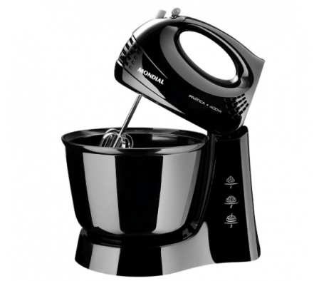 BATIDORA PRATICA BLACK 400W 3 VELOCIDADES / 1 BOL HECHO EN BRASIL MONDIAL