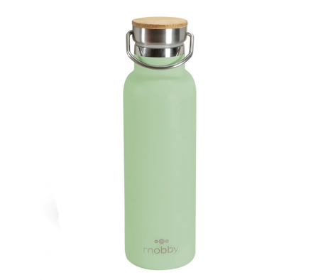 BOTELLA A.INOX 450ML D/PARED CON TAPA BAMBOO