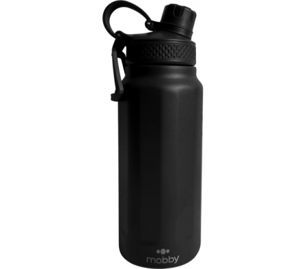 BOTELLA DEPORTIVA 750ML DOBLE PARED NEGRO MOBBY